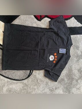 Marshalls Black Tee with Orange & White Tokyo Floral Graphic